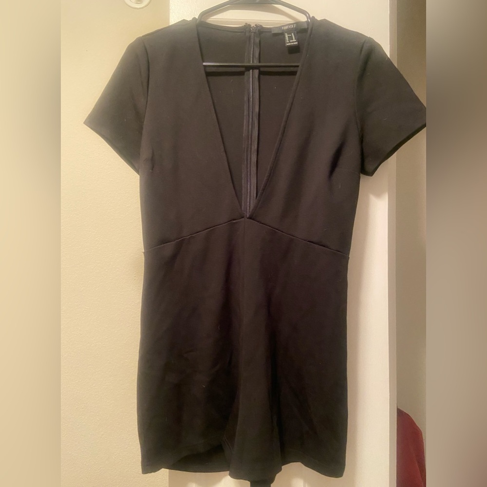 Forever 21 black low cut v romper